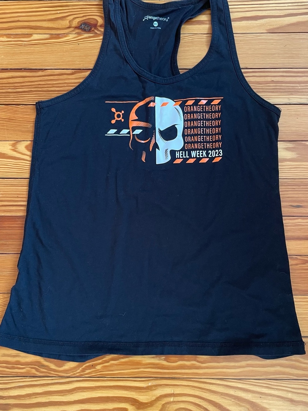 Orangetheory Black Racerback Tank with Orange & White Graphic